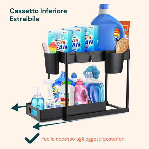 Organizer Multiuso 40x21,5x37cm con Ripiani e Accessori Inclusi