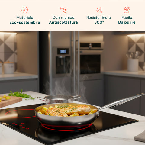 Hohe, ausgestellte Aluminiumpfanne mit Edelstahlgriff – Verschiedene Größen