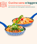 Set 2 Padelle Antiaderenti Onde 24-28 cm Blu con Manico Soft Touch