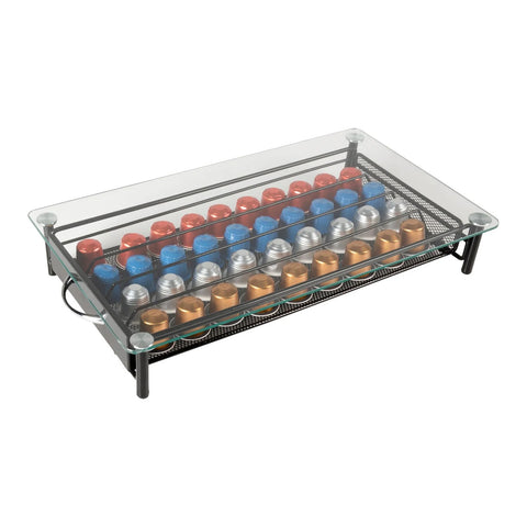 Kapselspender aus Glas und Metall für Nespresso-Kaffee, 40 Kapseln, modernes Design