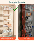 Organizer Verticale Pensile Multiuso da Porta a 6 Ripiani per Bagno o Cucina