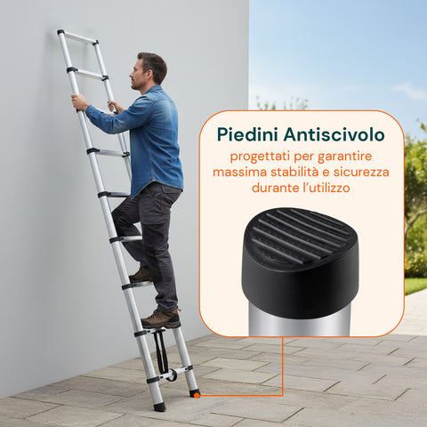 Scala Telescopica 7 Gradini Professionale in Acciaio – Uso Domestico e Lavoro