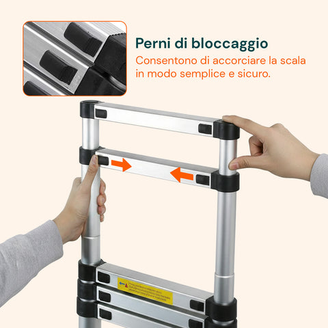 Scala Telescopica 7 Gradini Professionale in Acciaio – Uso Domestico e Lavoro