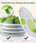 Centrifuga per Insalata con Manovella, Ciotola Trasparente e Cestello da 4 Litri