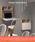 Scrivania da Parete con Ripiano Ribaltabile e 2 Scaffali Integrati 63x15x63cm