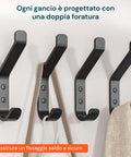 Ganci Appenditutto da Parete in Metallo Nero 10 Pezzi con Kit di Montaggio