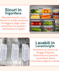 Kit 16 Contenitori Alimentari per Frigo e Dispensa– Chiusura a Scatto Sicura