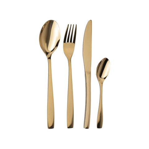 Besteck Sibilla – 16-teiliges Set aus glänzendem Edelstahl in Goldoptik Elegant