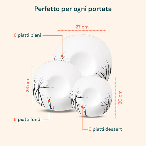 Servizio tavola con elegante decorazione Gracilis che dona un tocco di classe a ogni mise en place, design moderno e raffinato