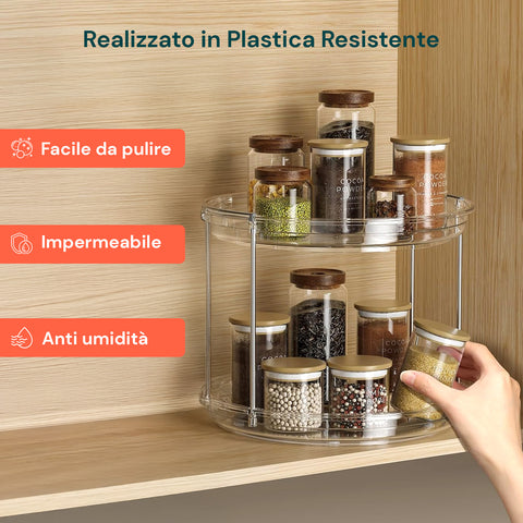 Set 2 Organizer Rotanti 360° Impermeabili 2 Livelli per Cosmetici e Bagno