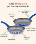 Set 2 Padelle Antiaderenti Onde 24-28 cm Blu con Manico Soft Touch