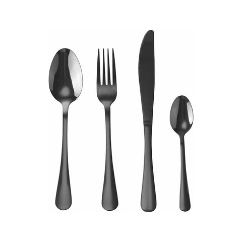 Besteck Sibilla – 24-teiliges Set aus elegantem satiniertem schwarzem Edelstahl