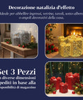 Set 3 Pacchetti Regalo Decorativi – Forme Rotonde o Quadrate con Nastro Colorato e Luci LED