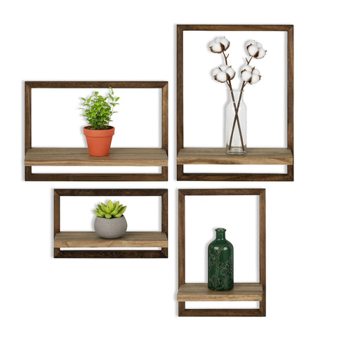 4 Wandregale aus Holz in verschiedenen Größen – Modernes und robustes Design