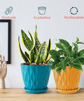 Confezione da 5 Vasi Multicolore in Plastica Ecologica con Drenaggio – Ø 15cm