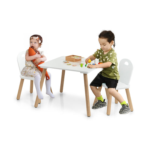 Set Scandi per Cameretta – Tavolo e 2 Sedie in Legno Bianco per Bambini