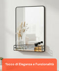 Specchio con Mensola in MDF 40x30 cm – Design Moderno da Parete