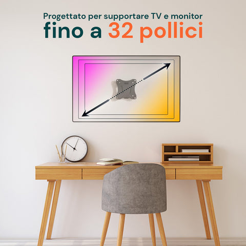 Supporto a Muro per TV LED/LCD/Plasma da 13” a 32” Nero – Portata Max 15Kg
