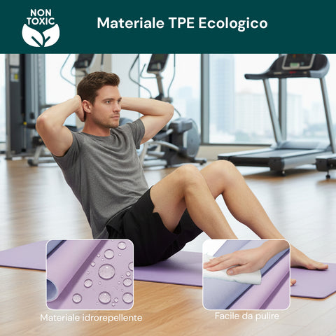 Tappetino Yoga e Pilates Antiscivolo – TPE con Tracolla