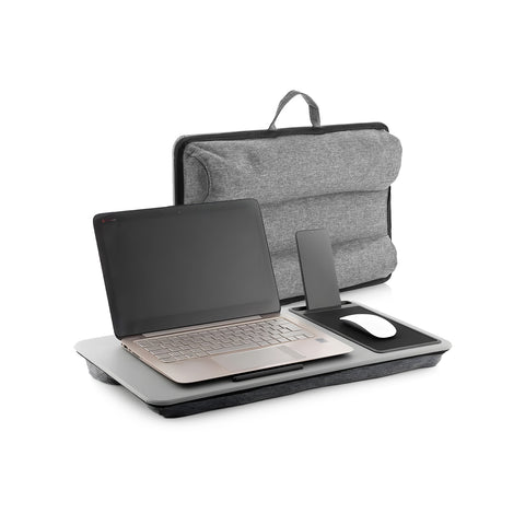 Vassoio da letto Avilia XL scrivania portatile per notebook con borsa grigia inclusa, tappetino mouse e supporto smartphone
