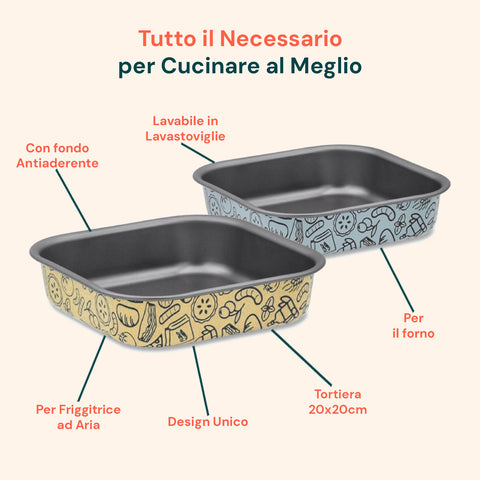 Teglia AirFry Antiaderente Senza PFOA per Friggitrice ad Aria e Forno