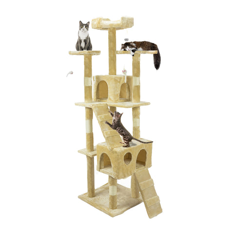 Kratzbaum für Katzen 170 cm mit Katzenhöhle, Liegeflächen und Montagezubehör
