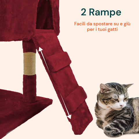 Tiragraffi per Gatti 170 cm con Cuccia, Griglie e Accessori Montaggio