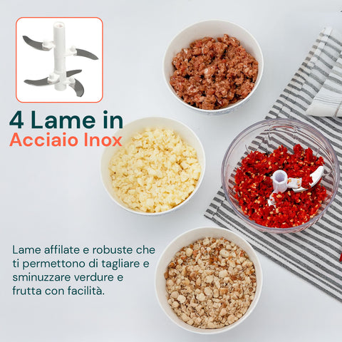 Tritatutto per Verdure Quttin 18x1 x22 cm Portatile Ideale per Carne e Verdure