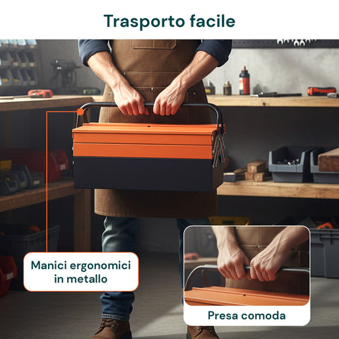 Cassetta Attrezzi Professionale con 85 Pezzi Inclusi per Uso Meccanico e Domestico