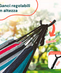 Amaca Galapagos Blu Shades con Struttura in Metallo e Tessuto in Cotone per Esterni Ean-8050030810157