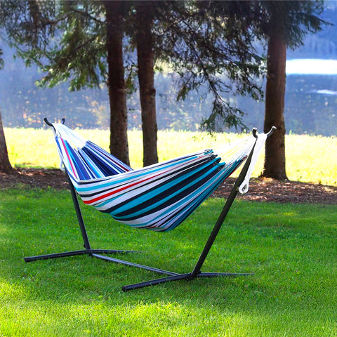Amaca Galapagos Blu Shades con Struttura in Metallo e Tessuto in Cotone per Esterni Ean-8050030810157