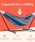 Amaca Galapagos Blu Shades con Struttura in Metallo e Tessuto in Cotone per Esterni Ean-8050030810157