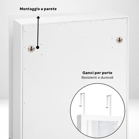 Avilia Armadietto Portagioie con Specchio da Parete o Porta Serratura e Chiave Organizer Design Salvaspazio 110 cm Ean 8056819050660