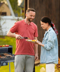 Barbecue Elettrico da Esterno 88x54 Cm con Griglia e Scaldavivande
