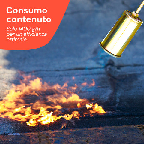 Cannello a Gas 60cm con Bruciatore ø45mm e Leva Rapida per Uso Professionale