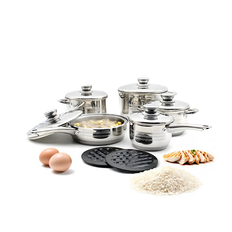 Komplettes Topfset Diana, 12-teilig, Edelstahl, modernes Design