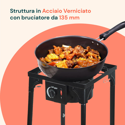 Fornellone da Cottura a Gas con Gambe Regolabili e Accensione Piezo 4,5 Kw