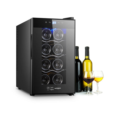 Leiser Weinkühlschrank mit Touch-LED-Display und verchromten Regalböden