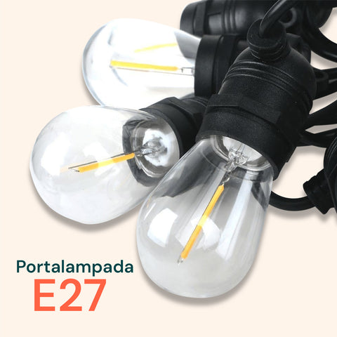 Catena Portalampade 5 Attachi E27 5mt Nera
