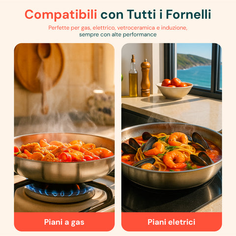 Saltapasta Chef 32 cm – Alluminio Satinato Naturale – Full Induction