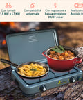 Fornello Esterno 2 Fuochi Inox Grigio per Riscaldo e Cottura in Campeggio