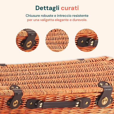 Cesto Set Bbq Portatile Con 5 Accessori In Valigetta Vimini