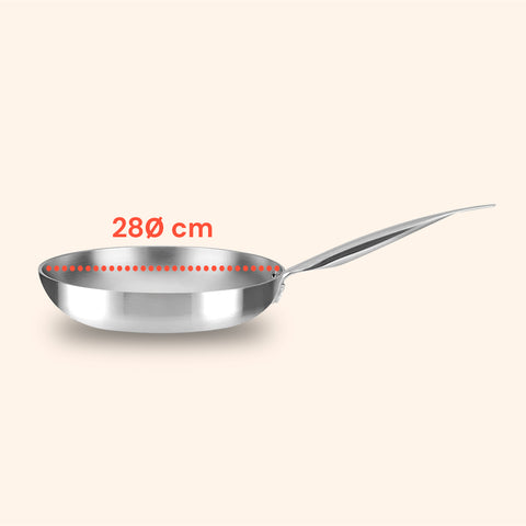 Padella Svasata Alta in Alluminio con Manico in Acciaio Inox 28cm
