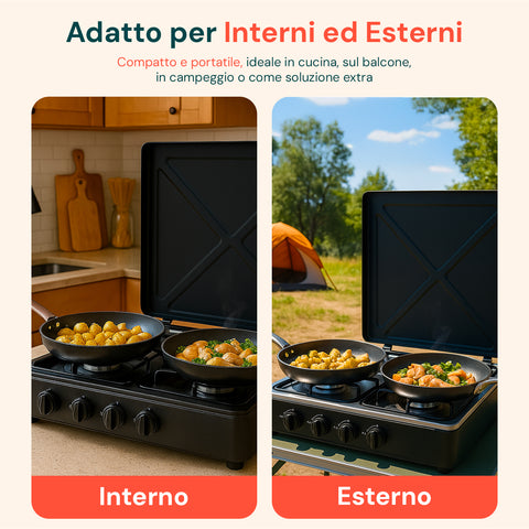 Cucina all’Aperto con Fornello a Gas 4 Fuochi ad Alta Efficienza Facile da Usare