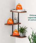 Scaffale a Muro 3 Ripiani da 3Kg Max – Stile Rustico con Design Modulare