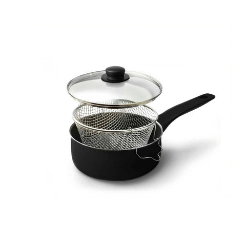 Fritteuse Vulcano mit Korb und Glasdeckel 24cm