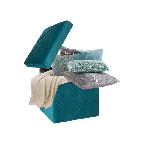 Klappbarer Pouf aus blauem Samt 31x31cm