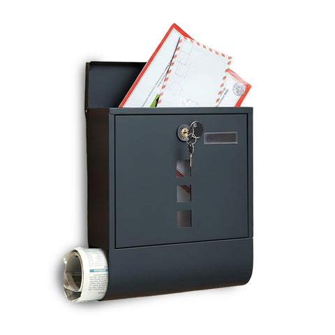 Briefkasten aus Edelstahl mit Schloss und Zeitungsfach