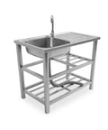 avilia home lavello multifunzione in acciaio inox con fontana lavandino con vasca gocciolatoio e doppia mensola reversibile dxsx 75x40x80 cm ean 8056244083189