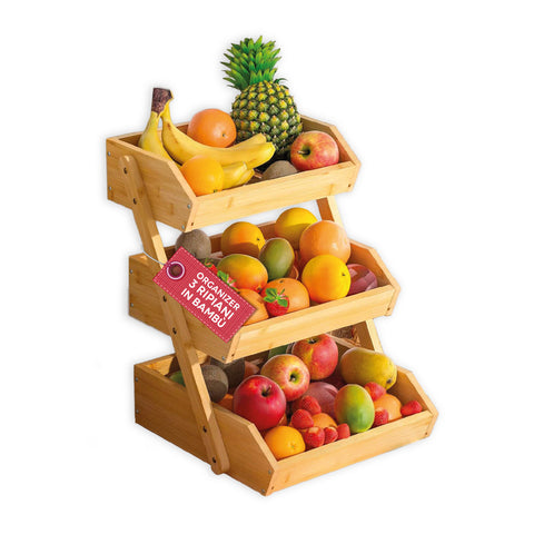 avilia home organizer multiuso in legno di bambu a 3 ripiani per cucina e bagno struttura traspirante 30x33x41 cm portata 8kg ean 8052879011283